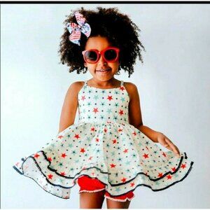 Nwt Girl August Star Spangled Tunic And Shorts Outfit